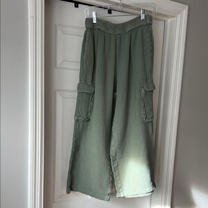 Green Gauze Cargo Pants
